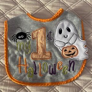 Baby Essentials Gray and Orange Bib